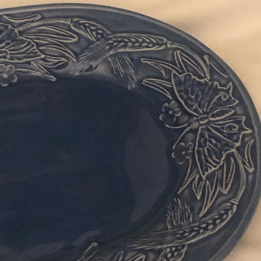Bordallo Pinheiro Platter Blue Butterflies Vintage BEAUTIFUL BLUE BUTTERFLIES! - Picture 9 of 16